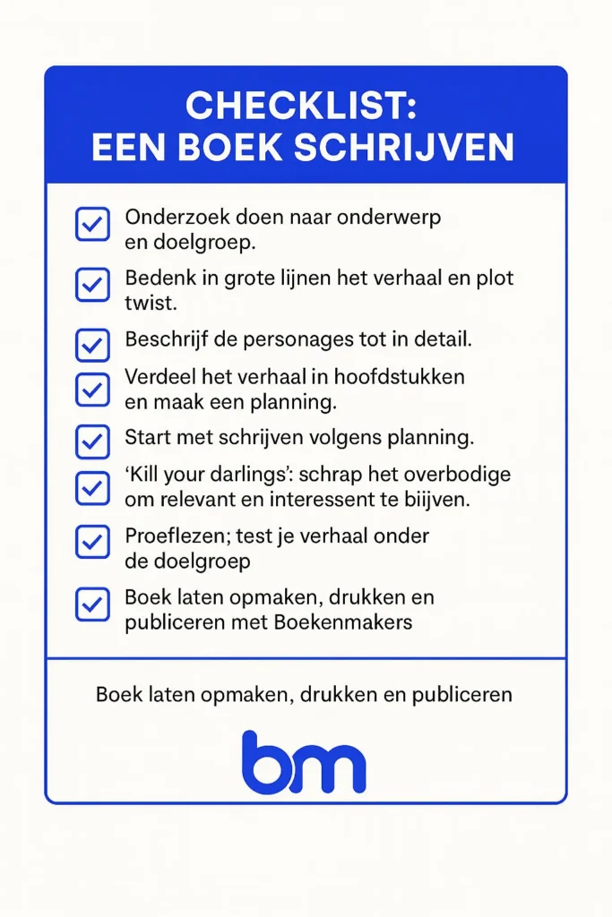checklist boek schrijven