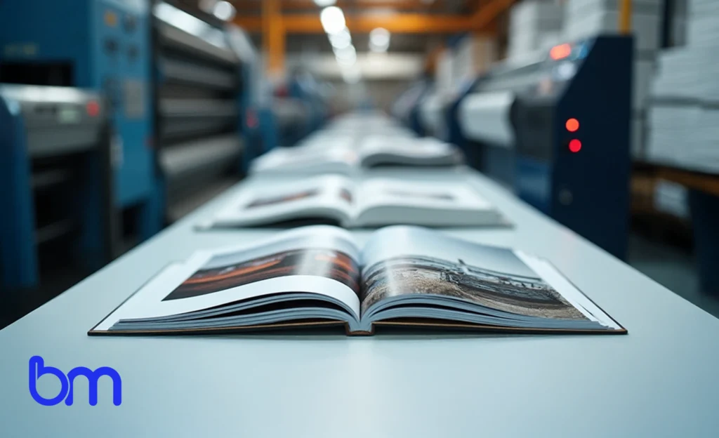 Close-up van boeken op productielijn in drukkerij – offset en digitaal drukken in beeld