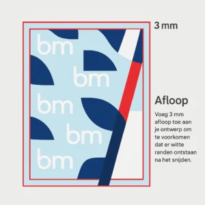 Voorbeeld afloop opmaak, ruimte om tot de rand te printen en in combinatie met snijden een perfect resultaat te realiseren