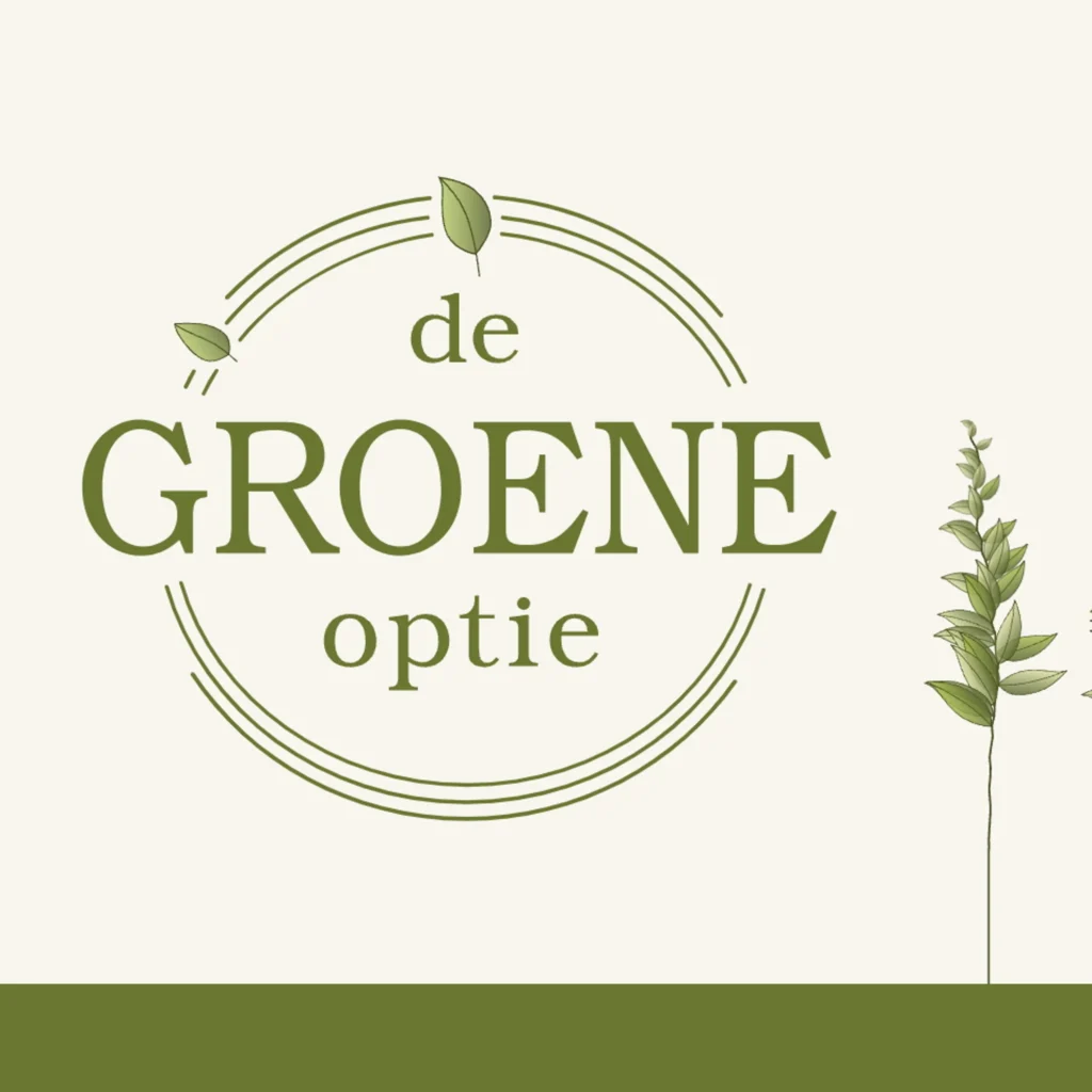 Illustratieve banner met de tekst ‘De Groene Optie’, omringd door groene bladeren en planten op een beige achtergrond. Ter ondersteuning groen vergelijk boek en e-reader.