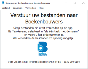 Verstuur venster voor bestanden naar boekenmakers app