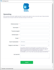 aanlever formulier voor Boekenmakers app